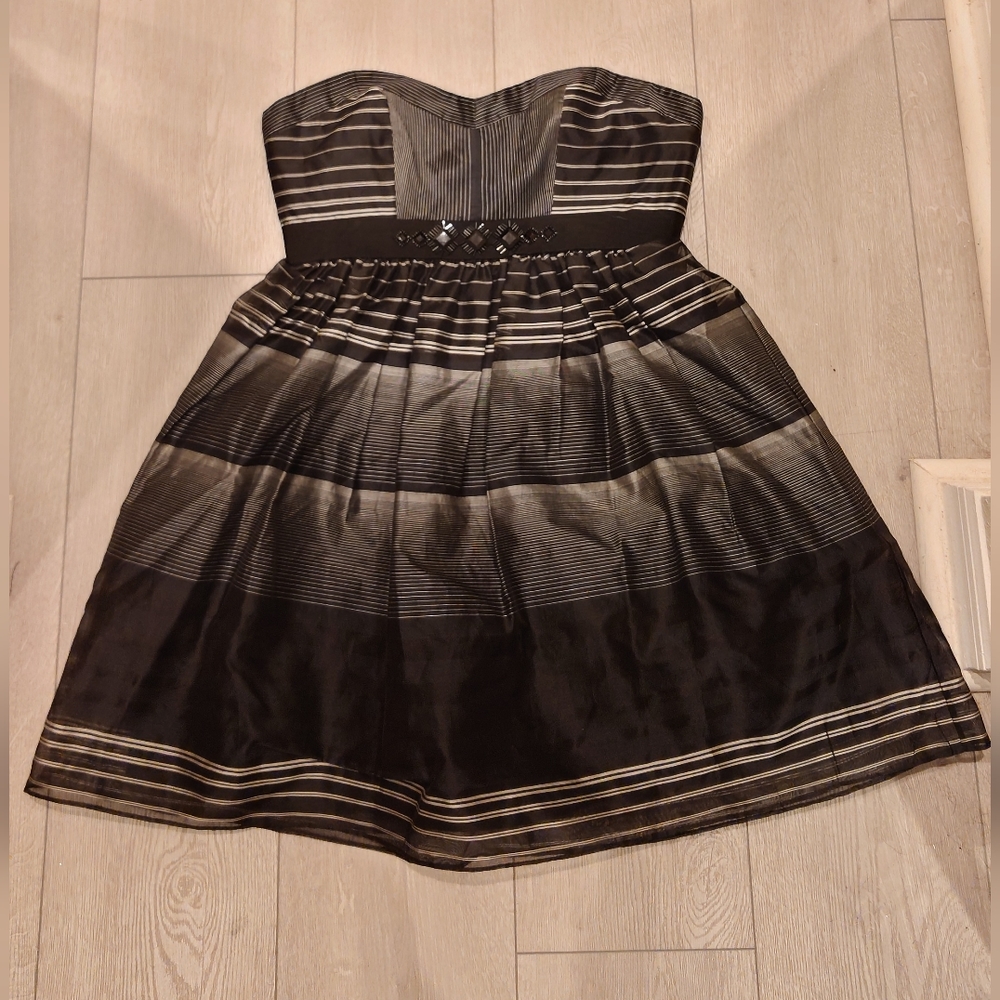 BCBGMaxAzria strapless black and white  party dress